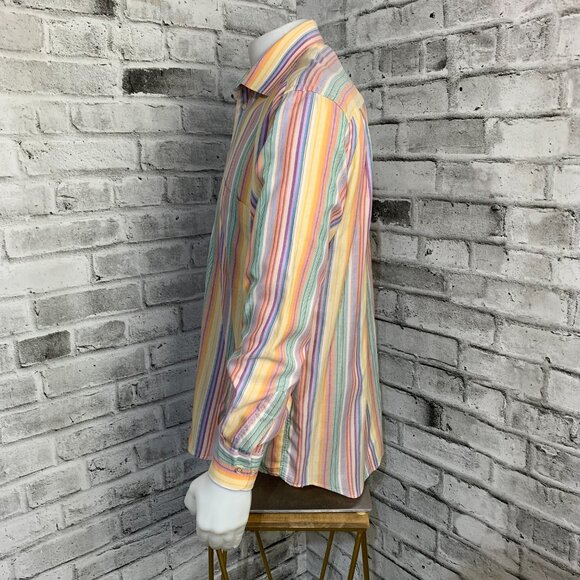 Jack Lipson Signature Striped Multicolor Casual Long Sleeve Shirt - Picture 6 of 11